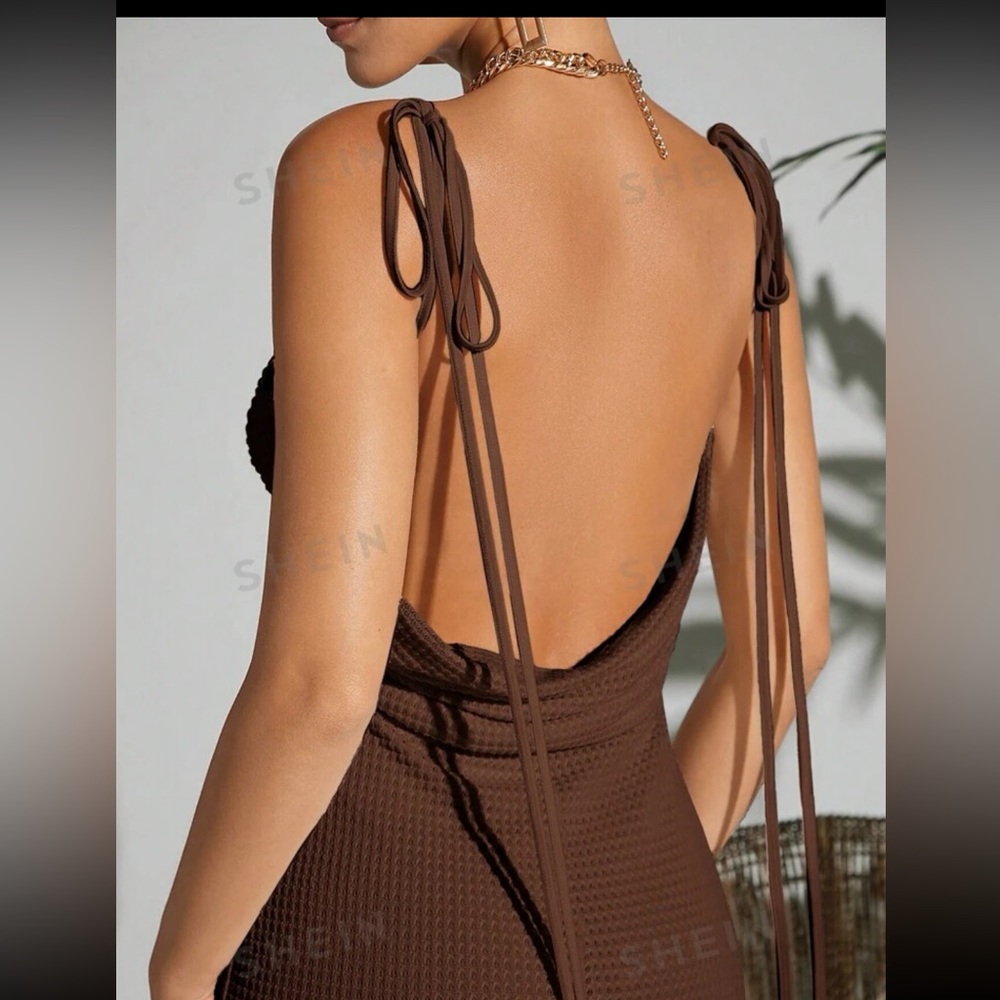 Sexy/ but conservative brown dress. Backless and goes down to knees. never worn